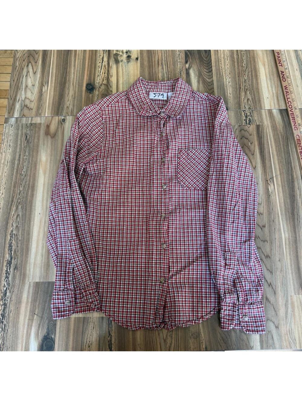 5.7.9 red and white plaid cotton button up shirt size small